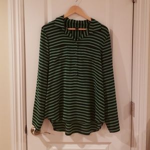 Green black stripe 100% silk